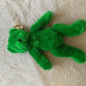 Bright green teddy bear